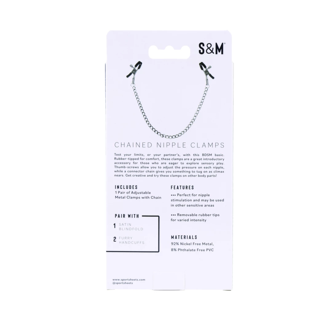 S&M Chained Nipple Clamps - zaciski z łańcuszkiem, regulacja nacisku